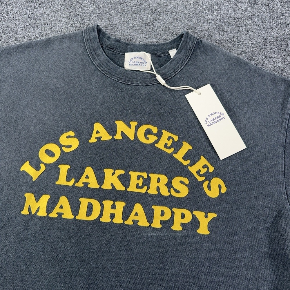 Madhappy x NBA Los Angeles Lakers Thick T Shirt Black Felt Letters NWT - Picture 2 of 13